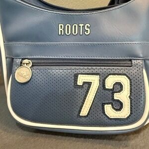 Vintage Roots 73 Athletics adjustable strap Blue Faux Leather Purse w/Cell purse